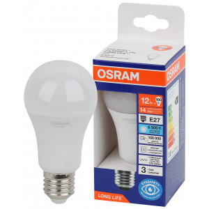 Лампа светодиодная LED 12Вт Е27 6500К 1055Лм груша 220В (замена 100Вт) OSRAM 4099854186127