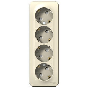 BLANCA О/У РОЗЕТКА 4-я с заземл. со шторк. ИЗОЛ.ПЛ.,16А, 250В, МОЛОЧНЫЙ C2 BLNRA011412