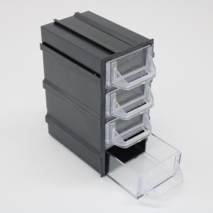 Бокс для р/дет К- 5 прозрачные/черный, Пластиковый контейнер для хранения крепежа, радиоэлектронных комплектующих, любых небольших деталей