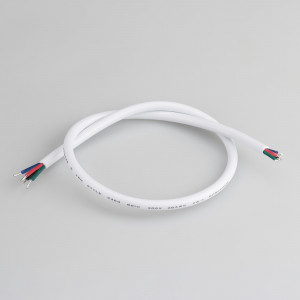 Провод питания ARL-MOONLIGHT-20AWG-4W-D6-CU-500 White 028124, Провод питания для RGB гибкого неона MOONLIGHT 1516. 4 проводника, калибр проводника 20AWG, материал проводника - лужёная медь, внешний диаметр 6 мм. Внешняя оболочка - ПВХ белого цвета. Длина кабеля в отрезке - 500 мм.