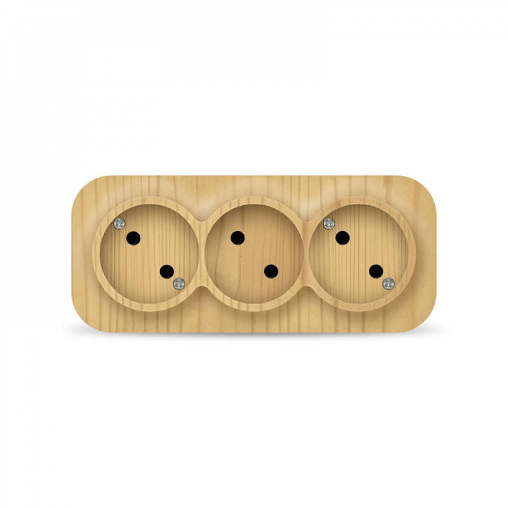 Изображение товара Розетка силовая 3-м ОП 10А IP20 без заземл. сосна 1455 ИОНИХ