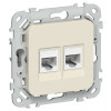 FLITE Розетка 2-местная компьютерная RJ45 категория 5Е UTP РК5е-2-0-ФлСл сливочный IEK FI-K22-1-K86
