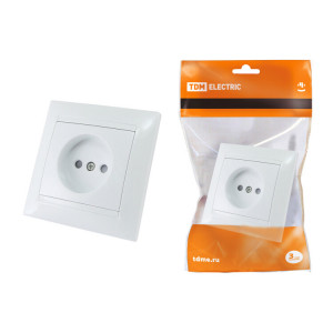 Розетка 2П 10А 250В с защ. шт. белая "Лама" SQ1815-0010