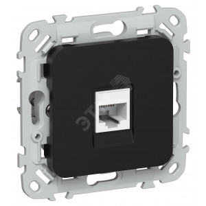 FLITE Розетка компьютерная RJ45 категория 5Е UTP РК5е-1-0-ФлЧ черный IEK FI-K12-1-K02