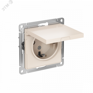 Розетка 1-м СП AtlasDesign 16А IP20 с заземл. защ. шторки с крышкой механизм беж. SE ATN000246