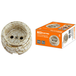 Розетка фарфоровая 2П 10А 250В мраморная «Болонь» SQ1820-0006