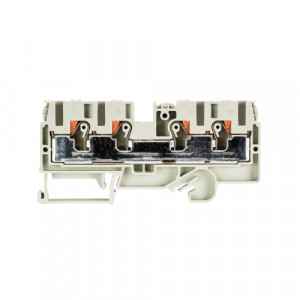 Проходная клемма WTP 6/10 D2/2, Проходная клемма, 4 точки подключения, тип фиксации провода: Push-in, номинальное сечение: 6/10 мм кв., 57A, 1000V, ширина: 8 мм, цвет: серый, тип монтажа: DIN35