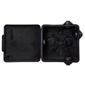 Коробка распределительная КМР-030-031 с крышкой (80х80х50), 7 мембр. вводов чёрная IP54 plc-kmr-030-031-2b