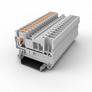 Проходная клемма UPT-2.5/1P-GY, Проходная клемма, тип фиксации провода: Push-in, номинальное сечение: 2,5 мм кв., 24A, 500V, ширина: 5,2 мм, цвет: серый, тип монтажа: DIN35