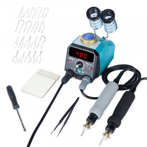 YIHUA 939D-VI KIT 2В1, Пирографическая двухканальная станция с регулировкой температуры для выжигания по дереву, 2 инструмента, набор насадок, 2 заготовки для выжигания
