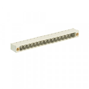 Вилочный разъем на плату 8213 S/16 WF OB, Вилочный разъем, горизонтальный, на плату, шаг: 5.08 мм, 16 полюсов, фиксация на плате пайкой, исполнение: без маркировки, с монтажными фланцами, 300V, 10А, цвет: серый