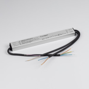 Блок питания ARPV-LG24060-LINEAR-PFC-DALI2-PD (24V, 2.5A, 60W) 033428, Диммируемый блок питания 24V с гальванической развязкой, ток 2.5А, 60Вт, с управлением DALI, c функцией PUSH-DIM, с корректором мощности, PF>0,95. Тонкий металлический корпус IP67. Вход: 220-240VAC. Выход: 24VDC, ШИМ 1кГц. Размер 290х30х21 mm.. Совместимо