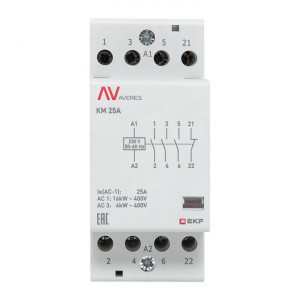Контактор модульный КМ 25А 3NO+1NC 230VAC (2 мод.) AVERES EKF