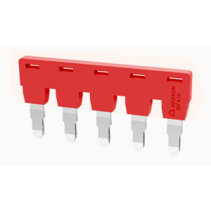 Соединительная перемычка DFA10-05P-16-00Z(H), Соединительная перемычка, 5 полюсов, изолированная, вилочная, для клемм: DC10, цвет: красный