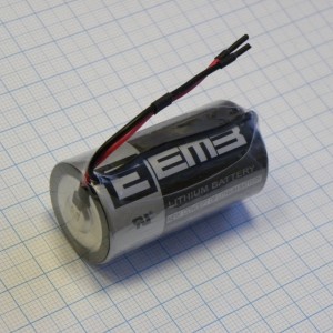 ER26500-LD 3.6V, Li, SOCl2 батарея типоразмера C, 3.6В, 9Ач, провода приварены к выводам, -55...85 °C