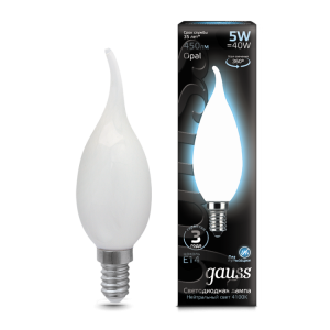 Лампа светодиодная филаментная Black Filament 5Вт свеча на ветру матовая 4100К нейтр. бел. E14 450лм 104201205