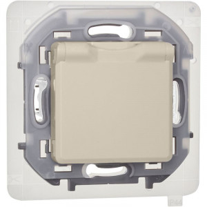 Розетка 1-м СП Inspiria 16А IP44 250В 2P+E защ. шторки с крышкой немецк. стандарт механизм сл. кость Leg 673741
