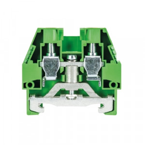 Заземляющая клемма WKI 10 SL/35, Заземляющая клемма, тип фиксации провода: винтовой, номинальное сечение: 10 мм кв., 800V, ширина: 10 мм, цвет: желто-зеленый, тип монтажа: DIN35