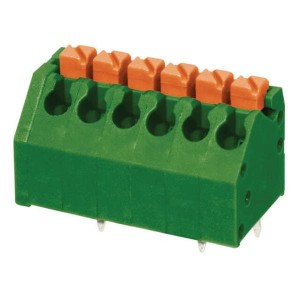 TBL002A-350-06GR-2OR, Фиксированные клеммные колодки Terminal block, screwless, 3.50, 45 , 6 poles, green w orange tab