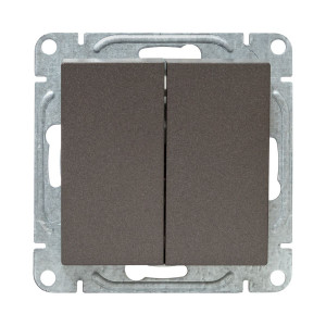 Механизм выключателя, двухклавишный, проходной, мокко Эпика EKF UP1-SWM-21