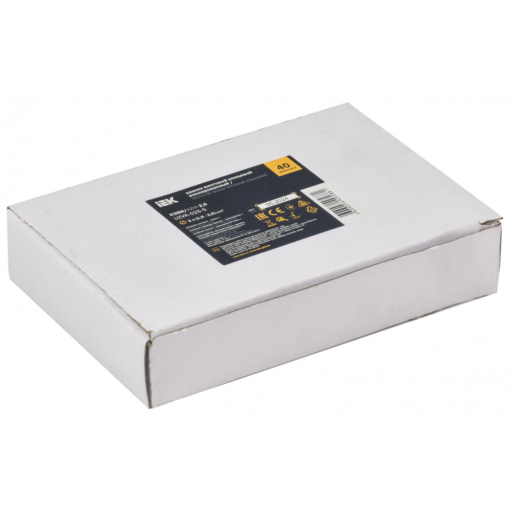 Изображение товара Зажим винтовой концевой изолированный КЗВИ 2,5мм2 UZVK-025-5 для безопасных соединений