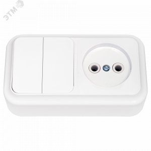 Беларусь Блок: выключатель двухклавишный + розетка без заземления наружный Пралеска Блок 2В-РЦ-523