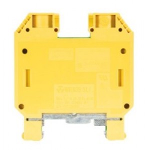 Заземляющая клемма WKN 35 SL, Заземляющая клемма, тип фиксации провода: винтовой, номинальное сечение: 35 мм кв., 800V, ширина: 16 мм, цвет: желто-зеленый, тип монтажа: DIN35