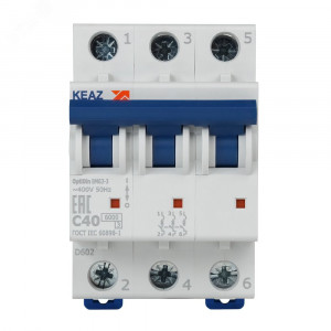 Выключатель автоматический модульный 3п C 40А 6кА OptiDin BM63-3C40-УХЛ3 КЭАЗ 260798
