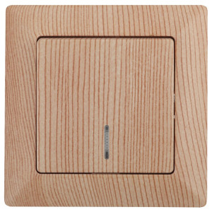 4-102-11 Выключатель с подсветкой, 10А-250В, СУ, Solo, сосна (10/200/2400) Б0043276