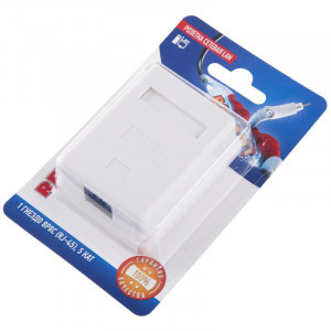 Розетка сетевая LAN на стену 1 гнездо 8Р8С (RJ-45) 5кат. 06-0104-B