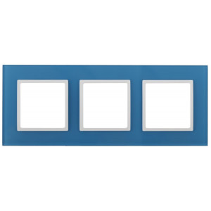 14-5103-28 Рамка на 3 поста, стекло, Elegance, голубой+бел (5/25/900) Б0034518