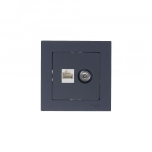 Розетка ATLASDESIGN двойная компьютерная+ТВ RJ45+TV категория 5E механизм грифель ATN000789