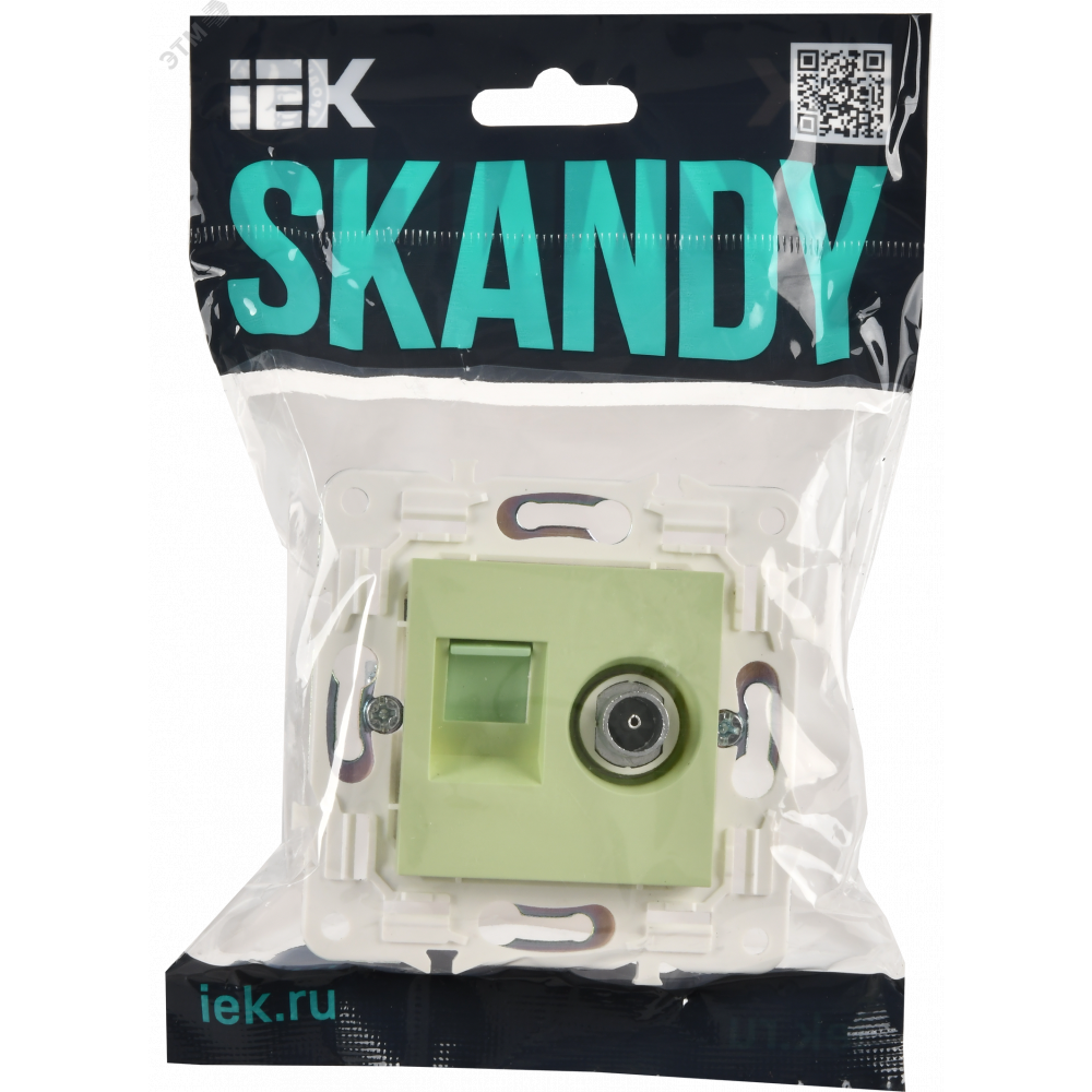 Изображение товара SKANDY Розетка двойная TV+RJ45 кат.5E SK-A14G мятный IEK SK-AK20-1-K06