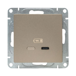 Механизм розетки USB-С, быстрая, шампань Эпика EKF UP1-SOC-USBCF