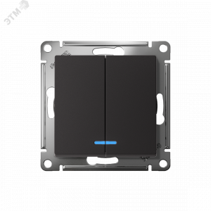 ATLASDESIGN 2-клавишный ВЫКЛЮЧАТЕЛЬ с подсветкой ,сх.5а, 10АХ, быстрозажимные клеммы, КАРБОН ATN001053S