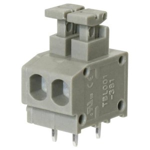 TBL001-381-02GY-2GY, Фиксированные клеммные колодки Terminal block, screwless, 3.81, horizontal, 2 poles, cool gray