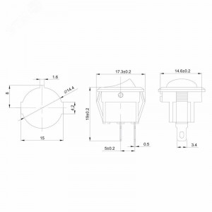 RWB-105 красный, Переключатель ON-OFF без подсветки 3A 250VAC 10000 циклов круглая кнопка красная