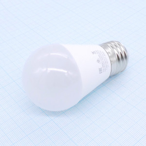 Лампа LED ВС шар 7W G45 тепл., E27, 2700K,G45,89*45 матов,620Lm, пласт/алюм, IC-драйвер