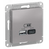 РОЗЕТКА USB ATLASDESIGN A+С, 5В/2,4А, 2х5В/1,2А, механизм, АЛЮМИНИЙ ATN000339