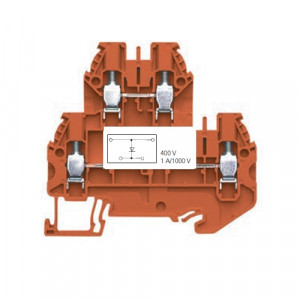 Этажная клемма WT 4 E GU, Этажная функциональная клемма, 2 этажа, тип фиксации провода: винтовой, номинальное сечение: 4 мм кв., 1A, 1000V, ширина: 6 мм, цвет: оранжевый, тип монтажа: DIN35