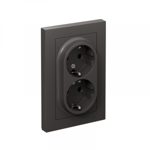 Розетка двойная AtlasDesign с заземл. со шторками 16А в сборе базальт SE ATN001426