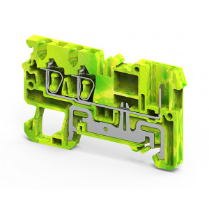 Заземляющая клемма CXG2.5/3/1B, Заземляющая клемма, для подключения разъема, тип фиксации провода: пружинный, номинальное сечение: 2,5 ширина: 5 мм, цвет: желто-зеленый, тип монтажа: DIN35