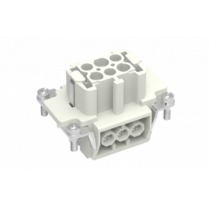 Розеточная контактная вставка SE-006-F, Розеточная контактная вставка, винтовая фиксация, 6 полюсов + PE, типоразмер 6B, 500V, 16A, сечение обслуживаемых проводников 0,14-2,5 мм кв, тип покрытия контактов: серебро
