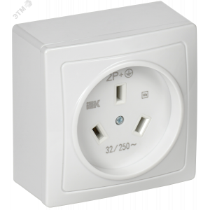 Розетка 1-м ОП Рпл10-К 32А IP20 разборная для плиты с заземл. бел. ERP10-032-K01
