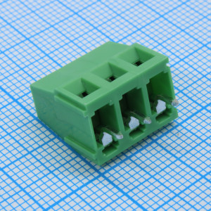 GT128-5.0-03P-14-00, Винтовой клеммный блок c рельефной обоймой, 3 контакта шаг 5.0мм зеленый