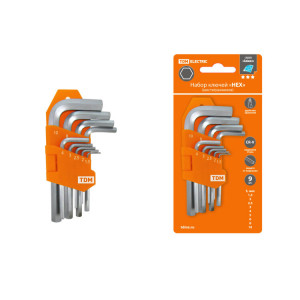 Набор ключей "HEX" 9 шт.: 1.5-10 мм, короткие, (держатель в блистере), CR-V сталь "Алмаз" SQ1020-0101