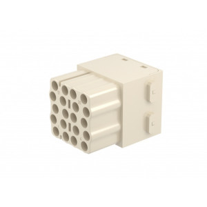 Розеточная контактная вставка HMEE-020-FC-1, Розеточная контактная вставка, обжимная фиксация, 20 полюсов, типоразмер модульный, 500V, 16A, (обжимные контакты поставляются отдельно)