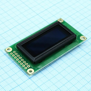 WEH000802ALPP5N00100, OLED символьный 8х2 (0802А), желтый, 8-битный паралл. интерфейс 6800, VDD = 3.0 ... 5.3 В, -40...+80С