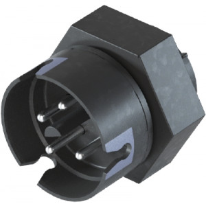 Разъем RST08i5/4S S1 M02HL SG, Вилочный разъем в панель М16,6, IP68(69k), 4 полюса, цвет: серый, номинальные характеристики: 250V/400V 8A, серия gesis RST MICRO