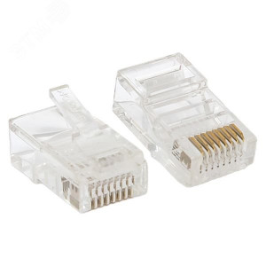 Коннектор RJ-45 TERACOM неэкранированный 8P8C Cat.5E универсальный (упак.50шт) [TRC-PLUG-5EUTP-50]